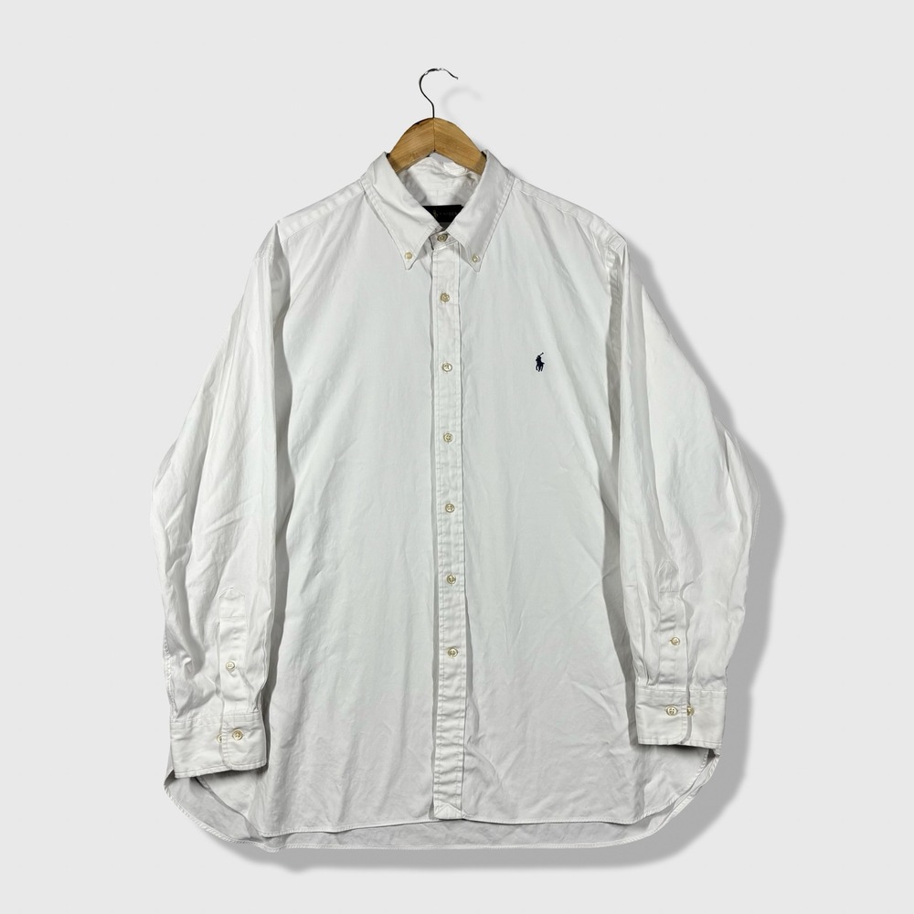 Ralph Lauren Button Down Dress Shirt Mens 18 34/35 White Classic Preppy Office